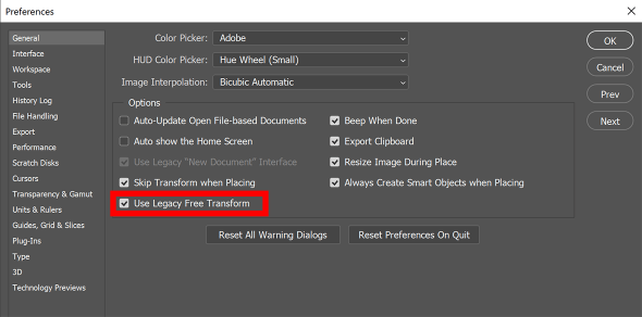 Bring Back The SHIFT KEY For Proportional Transform in Photoshop 2020 using Checkbox