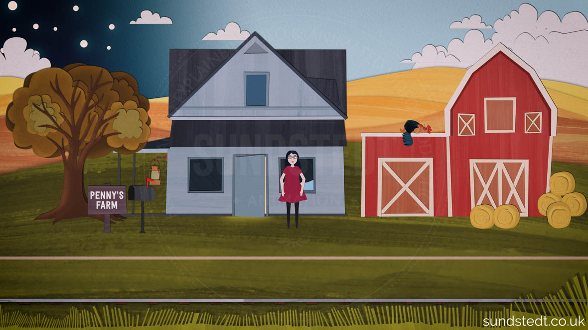 paper cutout animation frame showing hand illustrated characters and environments