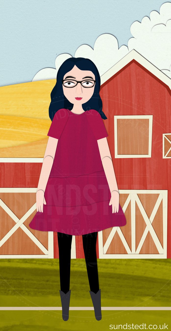 paper cutout character design with layered shapes and visible paper edges