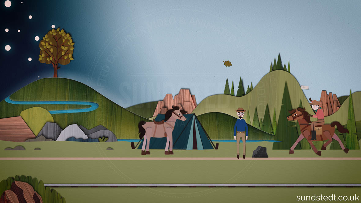 paper cutout animation with textured paper surfaces and irregular edges