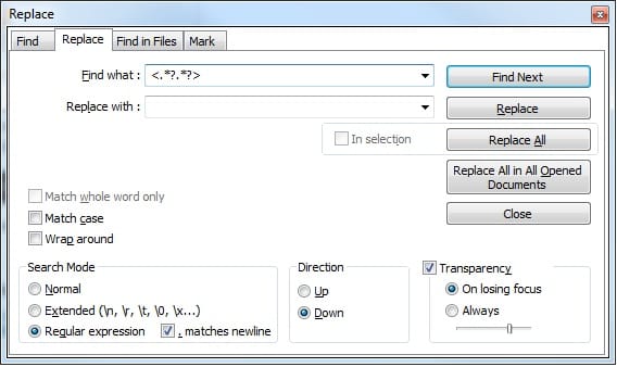 delete specific text blocks between two characters