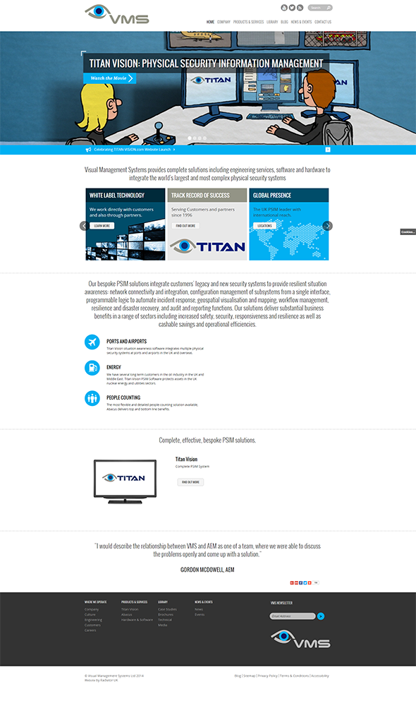 PSIM Systems Titan Vision Explainer Website Front Page Screenshot – Sundstedt Animation